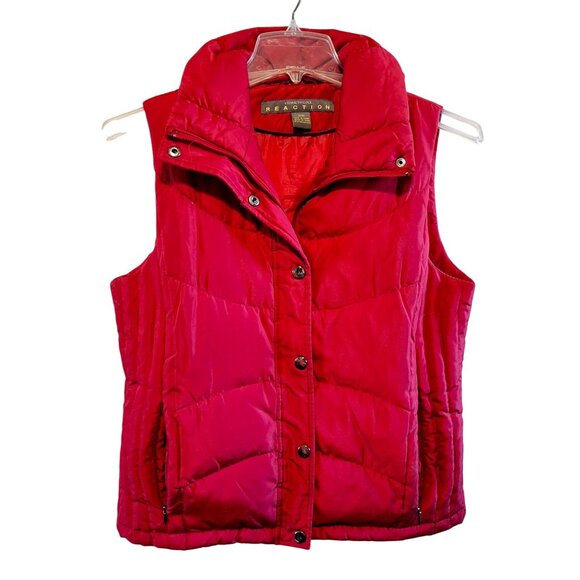 Kenneth Cole Reaction Red Quilted Puffer Vest With Pockets M Feather Cozycore - Picture 1 of 6